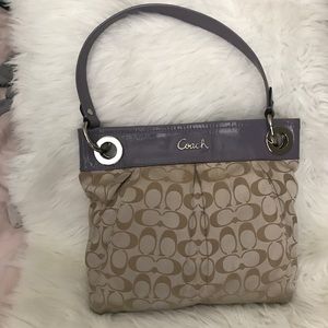 Coach Tan canvas Logo with Lavender Purse